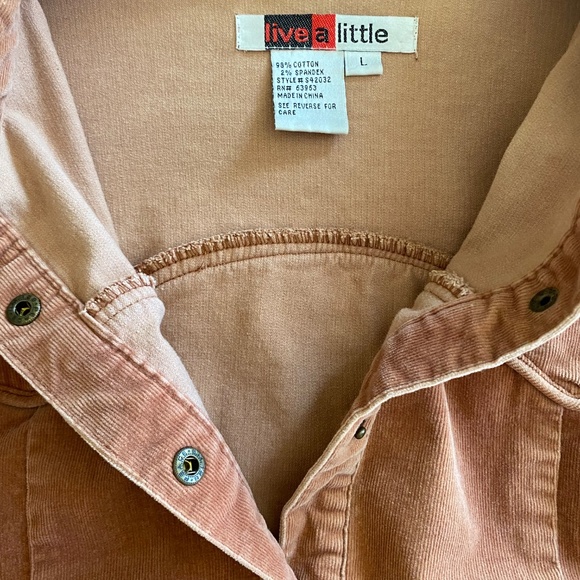 Vintage Live A Little Cotton Suede Corduroy Jacket Button Up 70's Flare Size L - Picture 4 of 7